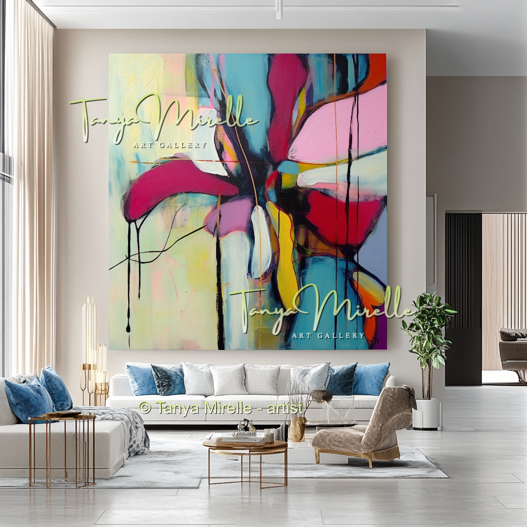 Large Textured Oil Painting, Modern Floral Artwork #217