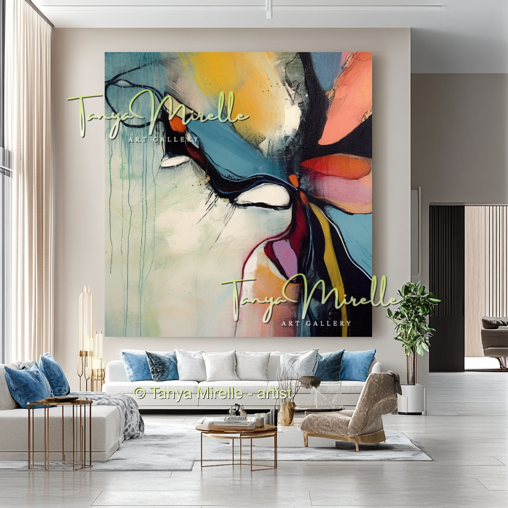 Bold Abstract Floral Oil Painting for Living Room #218
