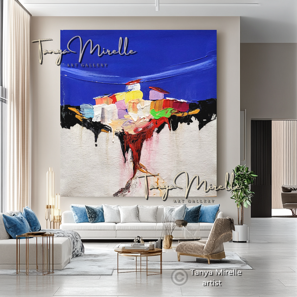 Tuscany Countryside – Vibrant Mediterranean Skyline Oil Painting on Canvas #46