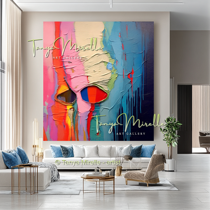 Abstract Impasto Oil Painting on Canvas, Modern Home Decor #226