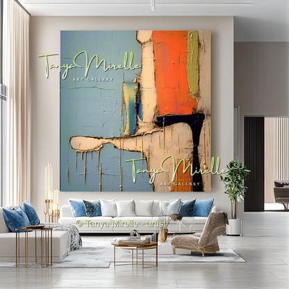 Abstract Impasto Oil Painting on Canvas, Modern Home Decor #227