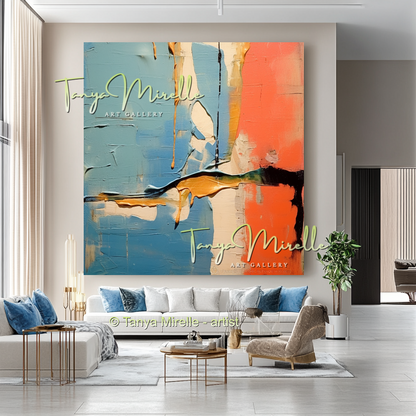 Abstract Impasto Oil Painting on Canvas, Modern Home Decor #227