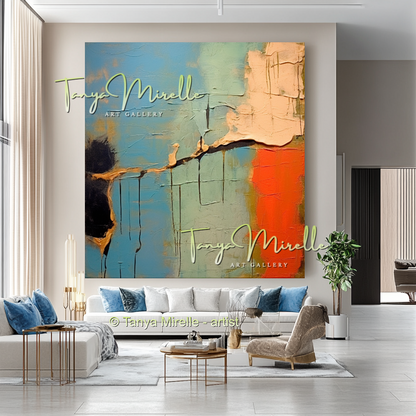 Abstract Impasto Oil Painting on Canvas, Modern Home Decor #227