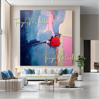 Pink and Blue Modern Abstract Oil Painting #231