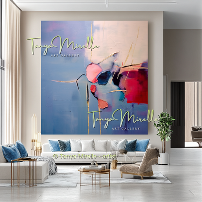 Pink and Blue Modern Abstract Oil Painting #231