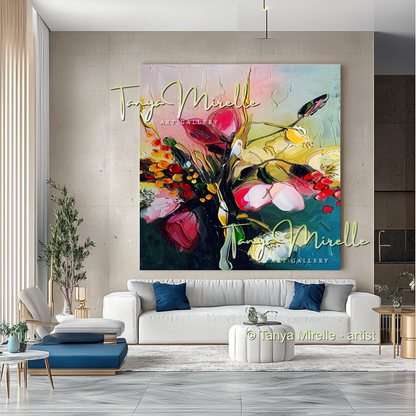 Bold Flower Impasto Painting – Abstract Oil Artwork #201