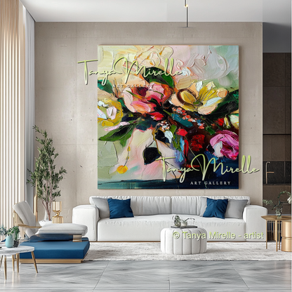 Bold Flower Impasto Painting – Abstract Oil Artwork #202