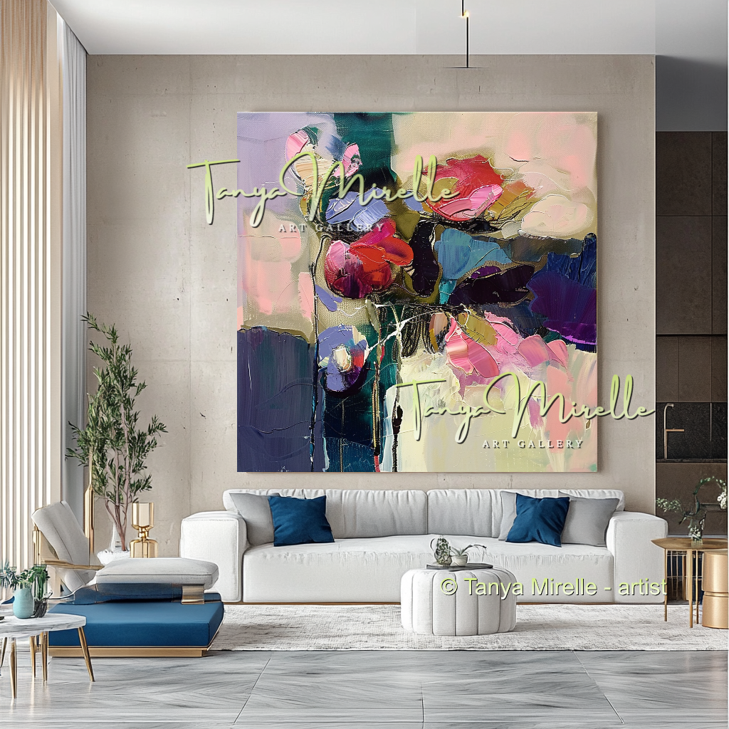 Expressive Abstract Floral Canvas Oil Painting #302