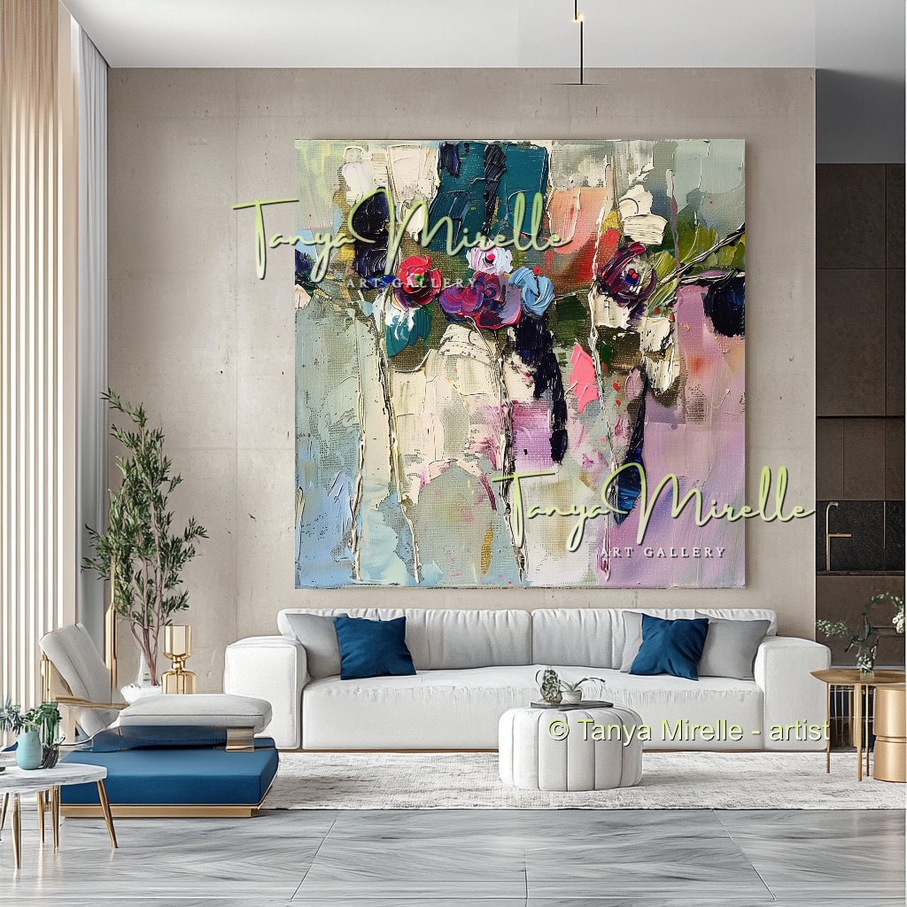 Expressive Abstract Floral Canvas Oil Painting #302