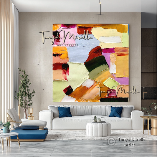 Large Abstract Impasto Painting - Colorful Modern Wall Art on Canvas #72