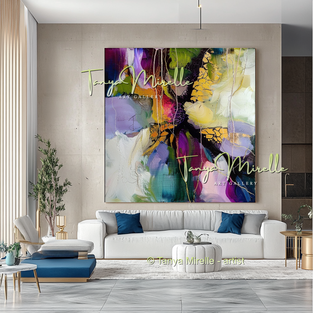 Vivid Purple Green Abstract - Modern Wall Art #170