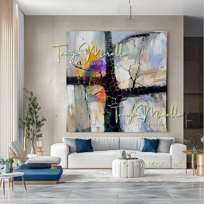 Vivid Abstract Tree Impasto Oil Painting on Canvas #285