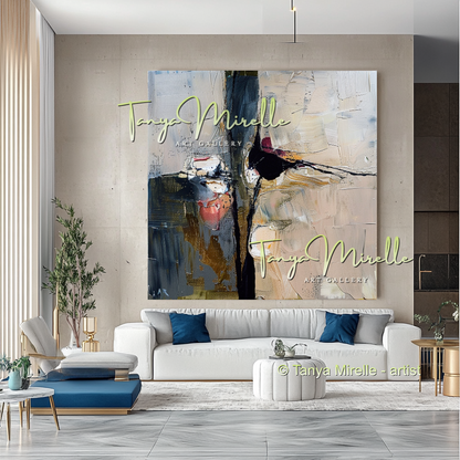 Abstract Canvas Art with Gray and Black Accents #286
