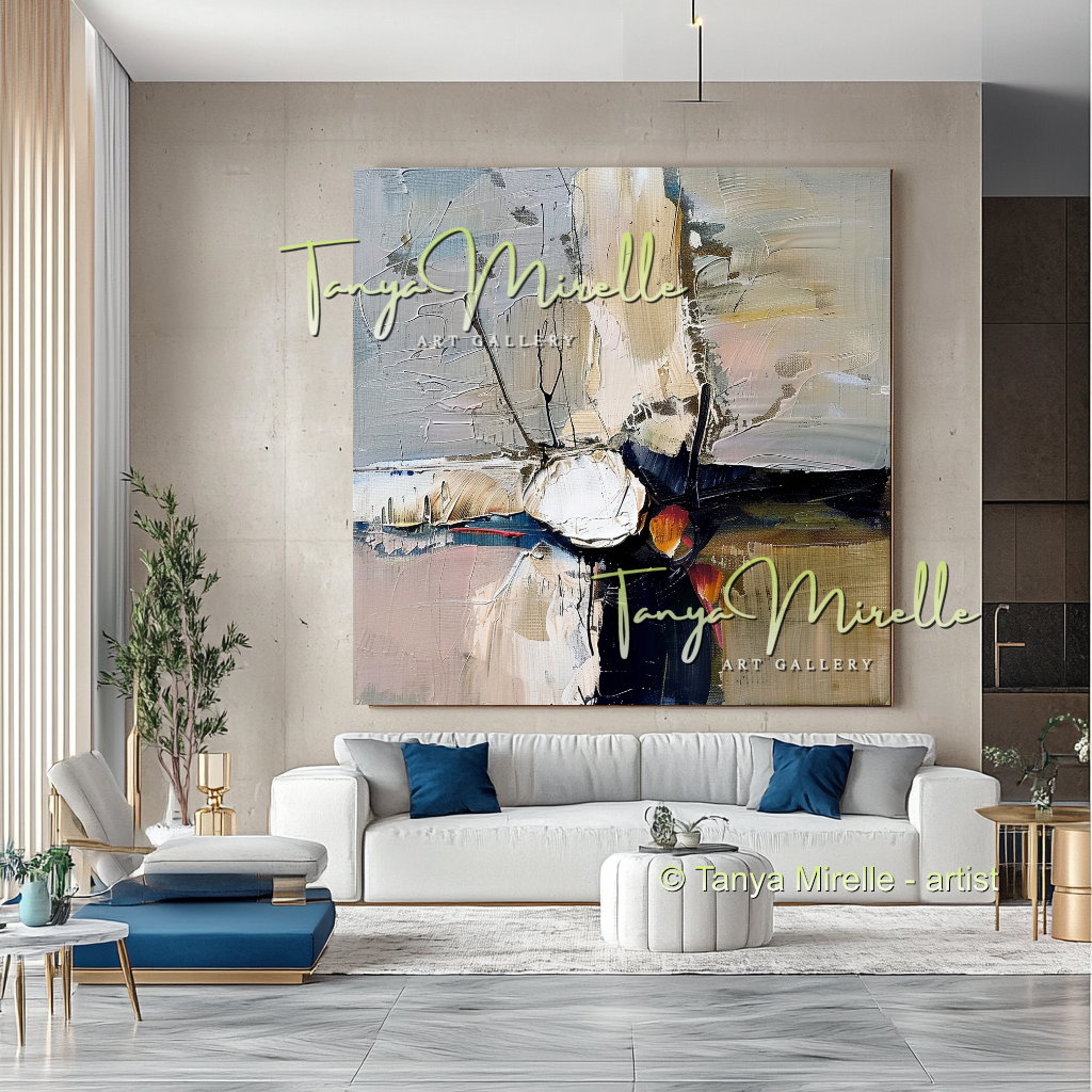 Abstract Canvas Art with Gray and Black Accents #286