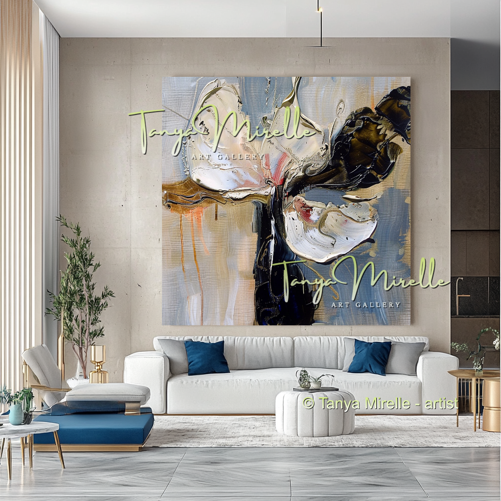 Abstract Canvas Art with Gray and Black Accents #286