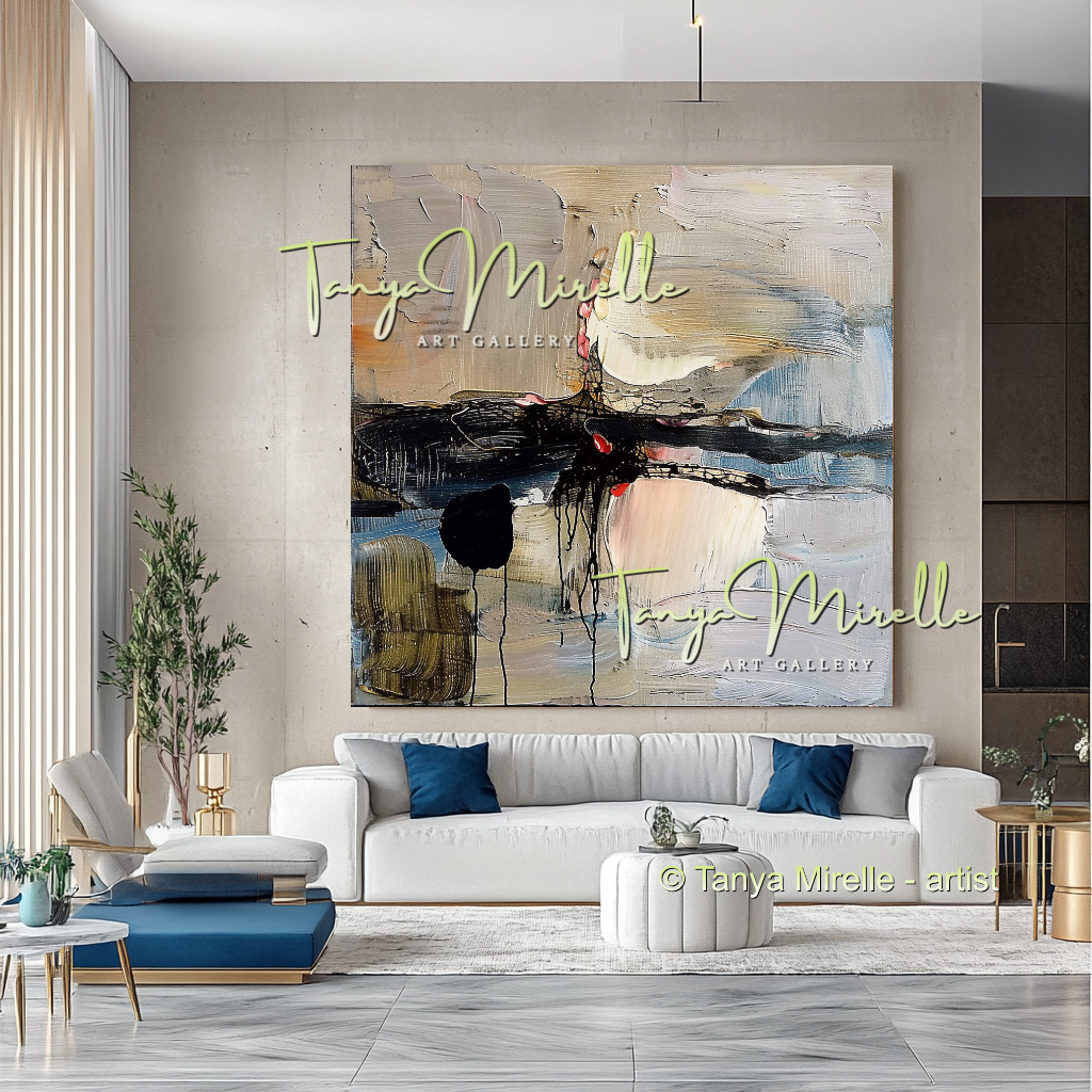Abstract Canvas Art with Gray and Black Accents #287