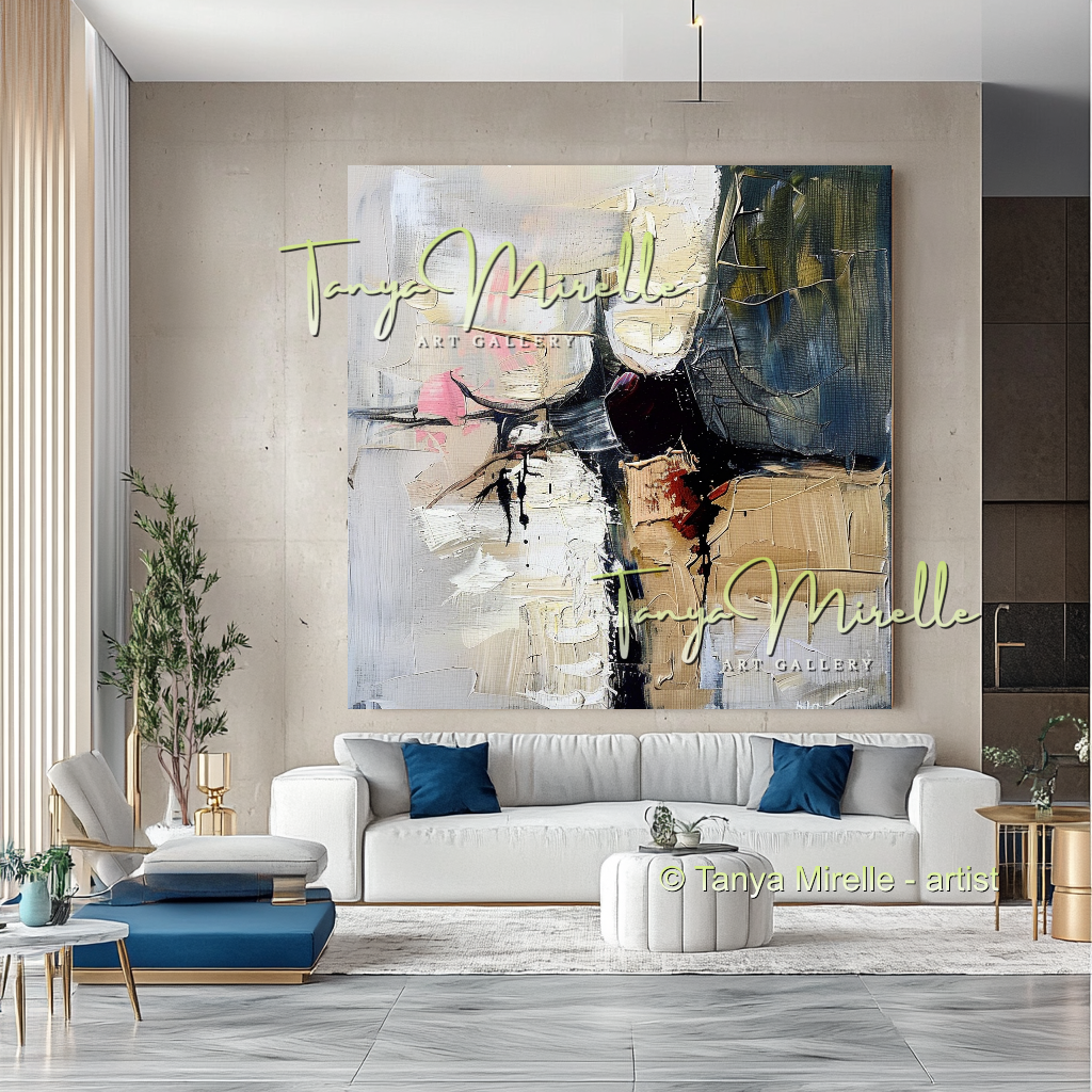 Abstract Canvas Art with Gray and Black Accents #287
