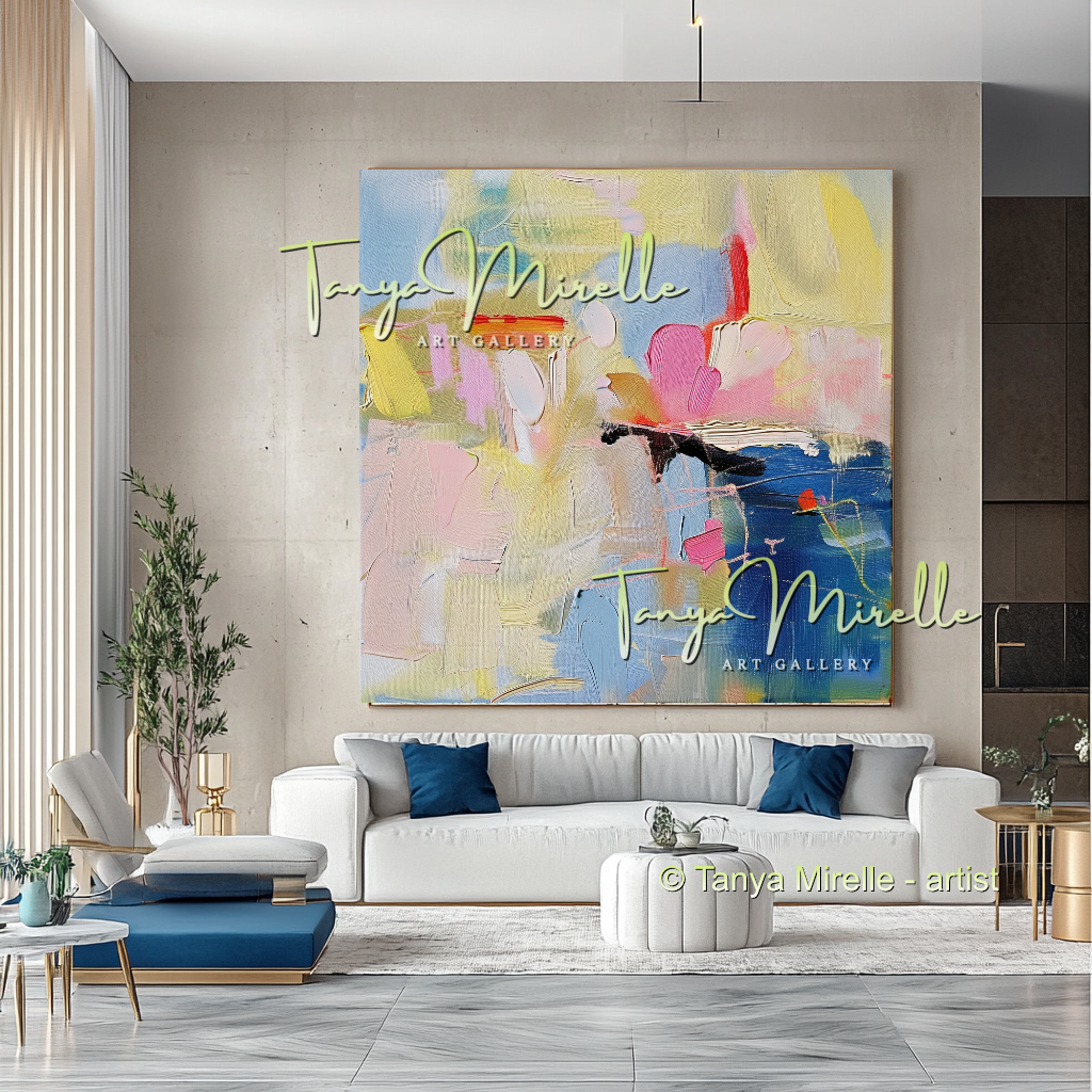 Pastel Abstract Oil Painting for Luxury Interiors #292