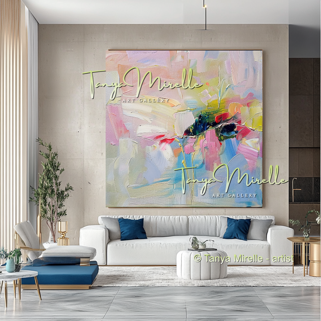 Pastel Abstract Oil Painting for Luxury Interiors #292