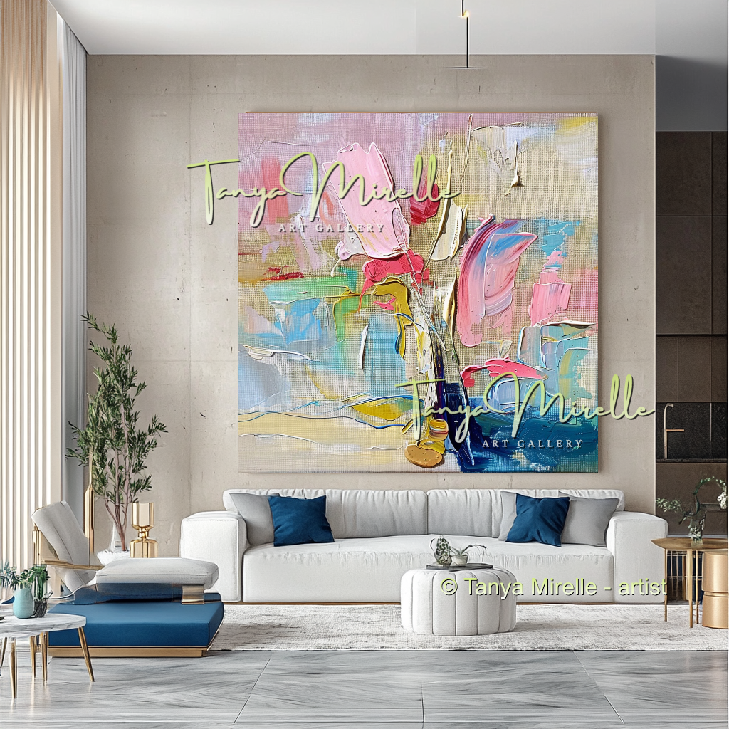 Pastel Abstract Oil Painting for Luxury Interiors #292