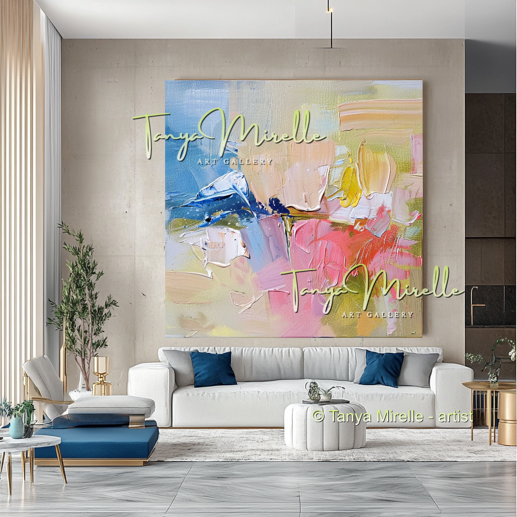 Pastel Minimalist Oil Painting for Luxury Interiors #293