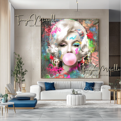 Marilyn Monroe Bubble Gum Art, Pop Art Print on Canvas B canvas print canvas wall art celebriti art giclée prints graffiti art print graffiti canvas graffiti canvas art iconic art portrait large canvas print large wall art Large Wall Art Decor merilyn monroe art print Merilyn Monroe painting modern abstract art modern art print pop art print print on canvas ready to hang canvas street art on canvas stretched canvas art wall art prints