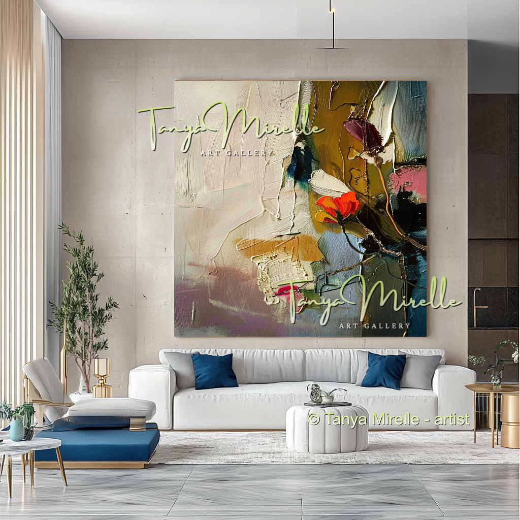 Luxury Floral Abstract Oil Painting - Modern Wall Art #197