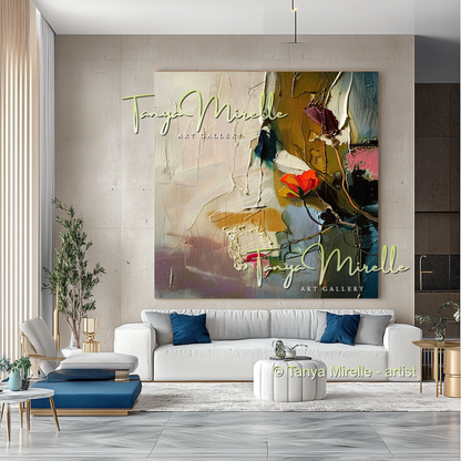 Luxury Floral Abstract Oil Painting - Modern Wall Art #197