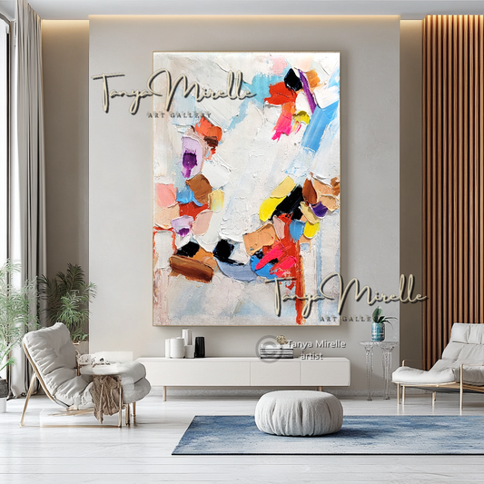 Abstract Wall Art - Modern Impasto Oil Painting on Canvas #8, No Frame