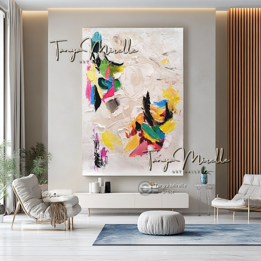 Abstract Wall Art - Modern Impasto Oil Painting on Canvas #7, No Frame