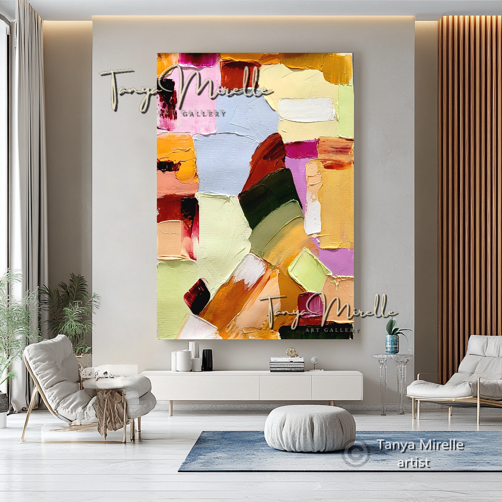 Large Abstract Impasto Painting - Colorful Modern Wall Art on Canvas #72