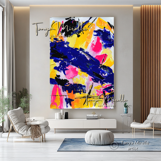 Contemporary Textured Wall Art - Vivid Abstract Oil Painting on Canvas #55