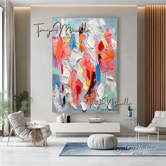 Contemporary Textured Wall Art - Abstract Impasto Oil Painting on Canvas #56