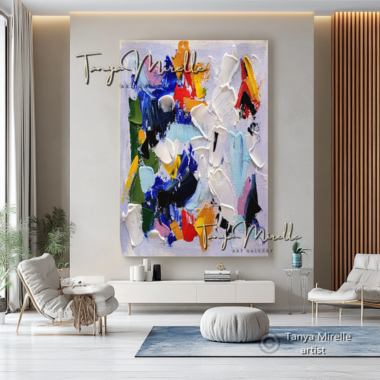 Contemporary Textured Wall Art - Abstract Impasto Oil Painting on Canvas #58