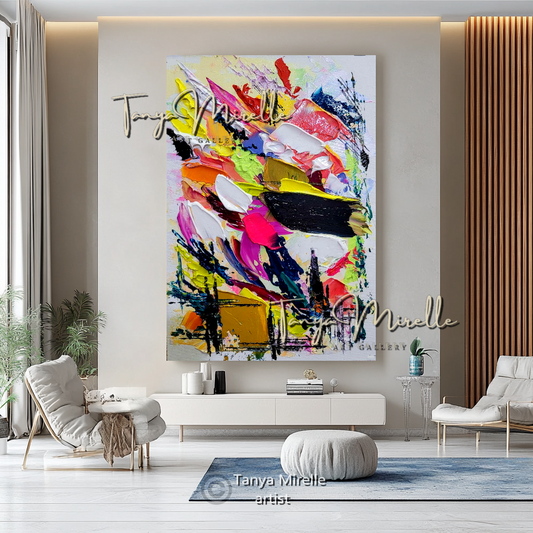 Vivid Abstract Impasto Painting - Textured Contemporary Wall Art Canvas #98