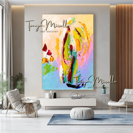 Abstract Wall Art - Modern Impasto Oil Painting on Canvas #10, No Frame