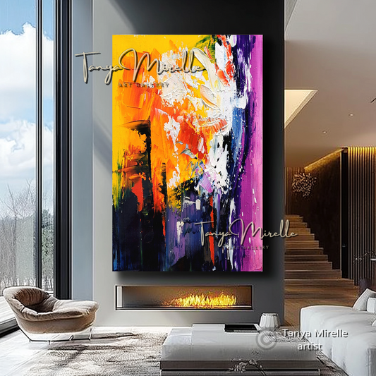 Contemporary Textured Wall Art - Colorful Abstract Oil Painting on Canvas #53