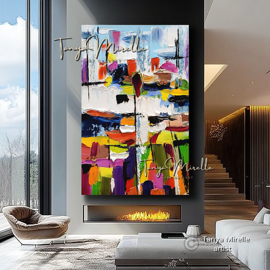 Large Abstract Impasto Painting - Modern Wall Art for Living Room #73