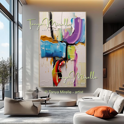 Colorful Textured Abstract Wall Art, Original Oil Painting #233