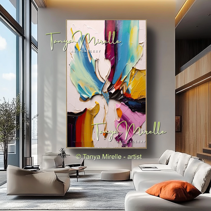 Colorful Textured Abstract Wall Art, Original Oil Painting #233