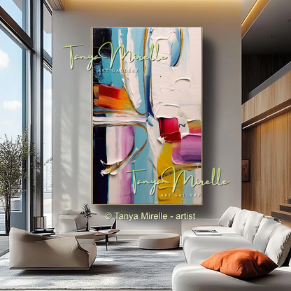 Colorful Textured Abstract Wall Art, Original Oil Painting #234