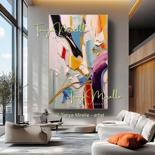 Colorful Textured Abstract Wall Art, Original Oil Painting #234