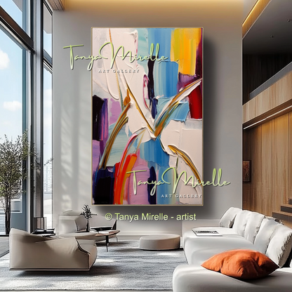 Colorful Textured Abstract Wall Art, Original Oil Painting #234