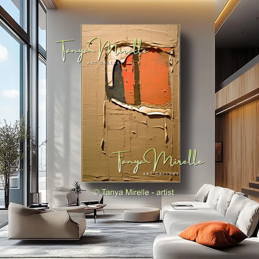 Terra Colors Canvas Art, Minimalist Abstract Oil Painting #237