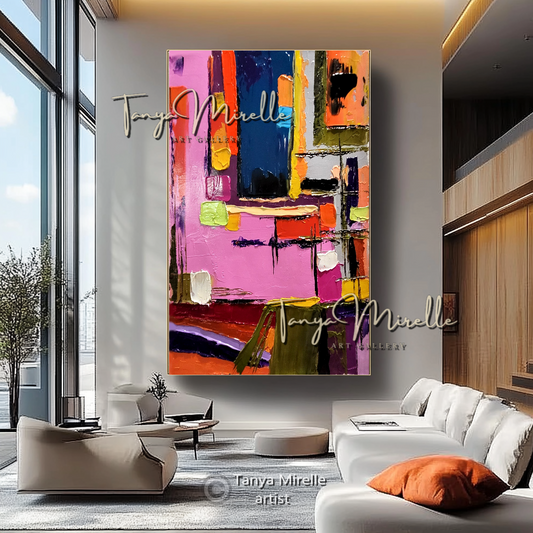 Colorful Abstract Impasto Painting - Textured Modern Wall Art on Canvas #87