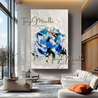 Sailboat in Storm Seascape Impasto Abstract Painting Canvas #111