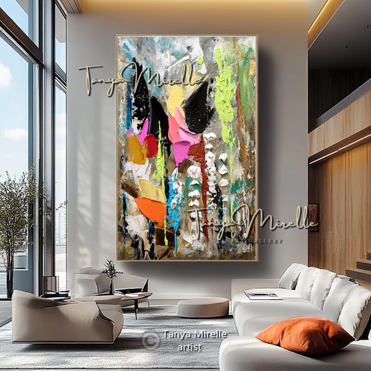 Large Abstract Impasto Painting - Textured Contemporary Wall Art Canvas #91
