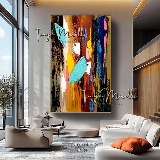 Large Abstract Impasto Painting - Textured Contemporary Wall Art Canvas #95