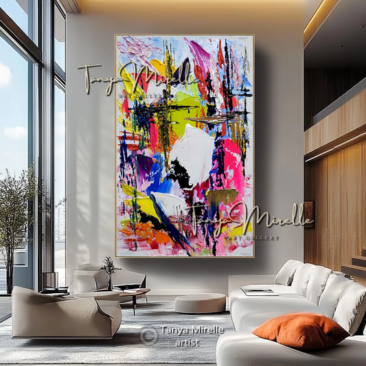 Vivid Abstract Impasto Painting - Textured Contemporary Wall Art Canvas #97
