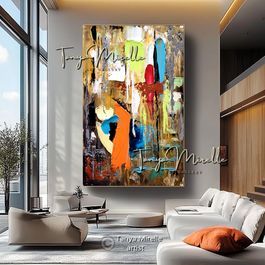 Large Abstract Impasto Painting - Textured Contemporary Wall Art Canvas #92